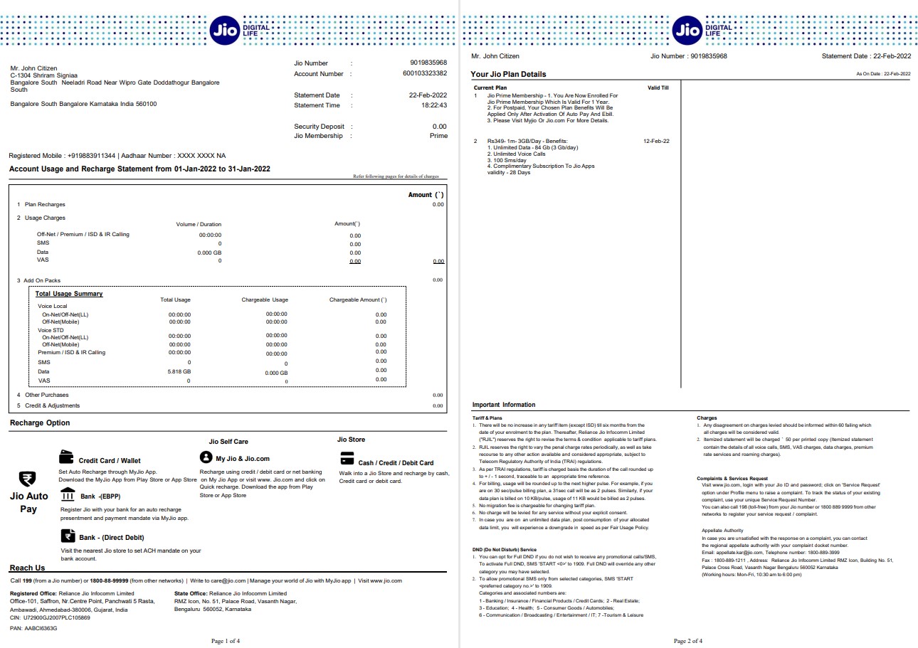1ONE CARD Bank Statement - BankStatements.net
